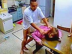 Asian wife provokes a fruit seller in front her husband and fucks him