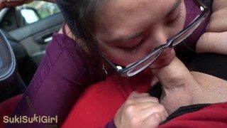 BRUTAL Blowjob in the Shower WMAF asian sucks dick while he Drive’s stick!