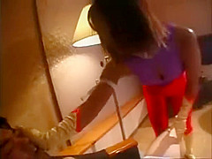 Costume pegging femdom glove handjob