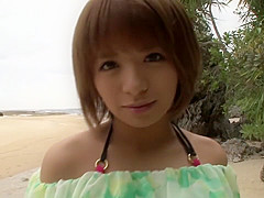 Horny Japanese slut in Fabulous Threesome, Beach JAV scene