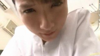 Japanese nurse with gloves fuck patient