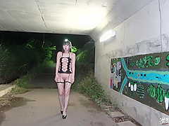 Asian, Stockings Pansuto, Brunette, Creampie Nakadashi, Uncensored, Outdoor Video