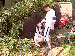 Seductive flat chested Japanese young tart attending in amazing blowjob porn in public place