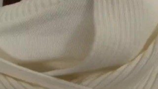 Asian babe with a hairy muff pleases herself