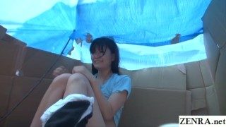 Homeless JAV star sex for food in cardboard home Subtitled