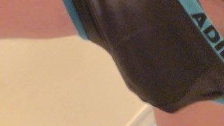 015-3 Asian ( Japanese ) amateur boy , masturbation and ejaculation cum in panty , in bathroom