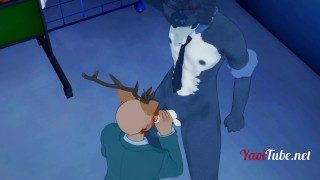 Beastars Furry Yaoi – Louis x Legosi Handjob and Bloowjob – Yaoi Hentai 3D