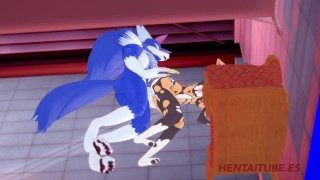 Furry Yiff Hentai – Blue Wolf with Big Dick Fucks African Dog (girl)