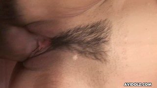 Skinny Asian model gets fiercely fucked after sucking two cocks