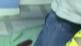 Skinny brunette Asian gets wrapped in plastic and toyed