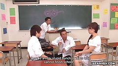 Attractive Japanese schoolgirl Kirioka Azusa gangbanged by h