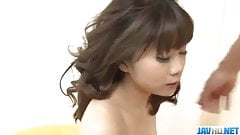 Busty Ririka Suzuki blows on cock like a true angel