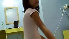 Cute Asian babe with a hairy pussy getting fucked real hard