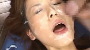 Hime Kamiya Asian teen in hard bukkake