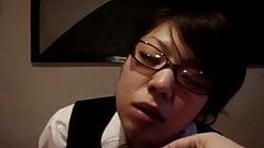 Japanese glasses girl blowjob and fuck