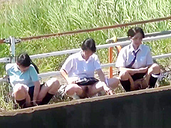Japanese teens urinating outdoors