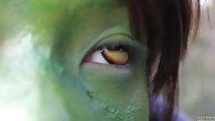 Stark naked Japanese fat frog lady in the swamp HD