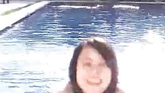 Super-busty Japanese IDOL Fuko in a Blue bikini