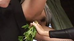 Tied up Asian babe gets spanked and dildo fucked