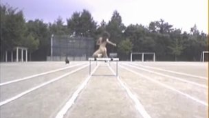 Asian amateur in nude track and field