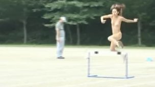 Asian amateur in nude track and field