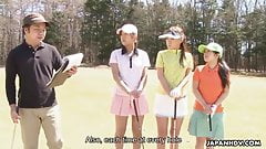 Asian babe gets naked at the golf course