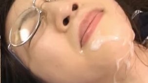Asian doll is horny and getting covered in jizz
