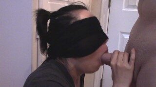 Asian wife giving me a bathroom BJ Cum in her mouth