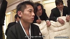 Asian wife shared by a group of horny men