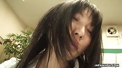 Cute Asian skank sucks then rides the cock