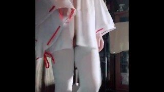 巫女服　男の娘オナニー