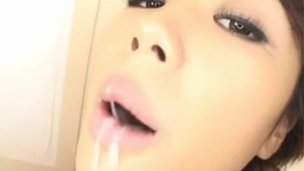 Hot asian babe sucking