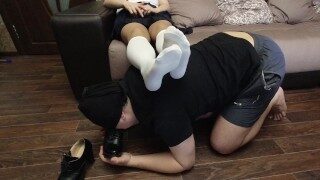 Slave licking shoes schoolgirl