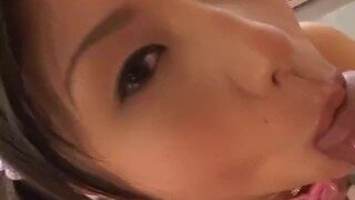 Teen cutie Ren Kikukawa in a school uniform sucking dick