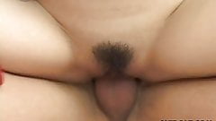 Tied by her hands brunette chick getting her wet pussy hamme