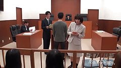 asian lawyer having to hand job in the court