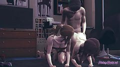 Attack on titans Hentai Threesome Pieck & Sasha Suck & Fuck