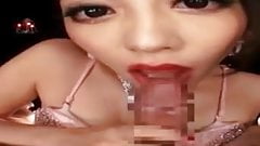 Censored lipstick blowjob from a Japanese babe