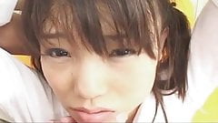 Horny Japanese teen in school uniform sucks cock Uncensored