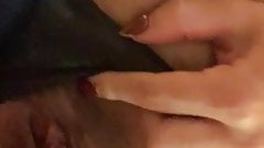 I made my slave play at work with her toy