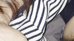 Japanese amateur technician Mai, big nipples, slow blowjob, cum