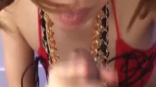 Japanese babe Nagisa Sasaki sucks some cock