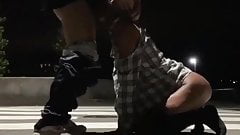 Japanese bitch blows on the road