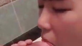 Japanese girls give slow BJ in the bathtub