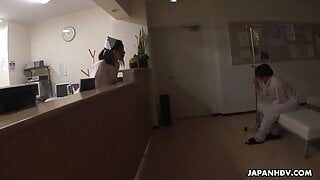 Japanese nurse, Mika Kojima comforts a guy, uncensored