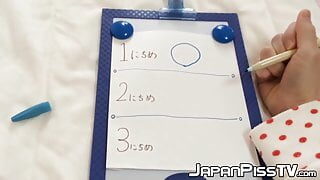 Kinky chick from Japan keeps track of how much she can pee