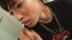 Oriental punk teen tears up during a face fuck