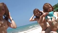 Shiho Kano and babes lick dong and have twats fucked on the