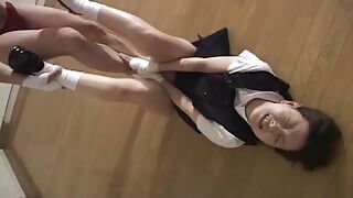 Japanese school girl having fun with two guys